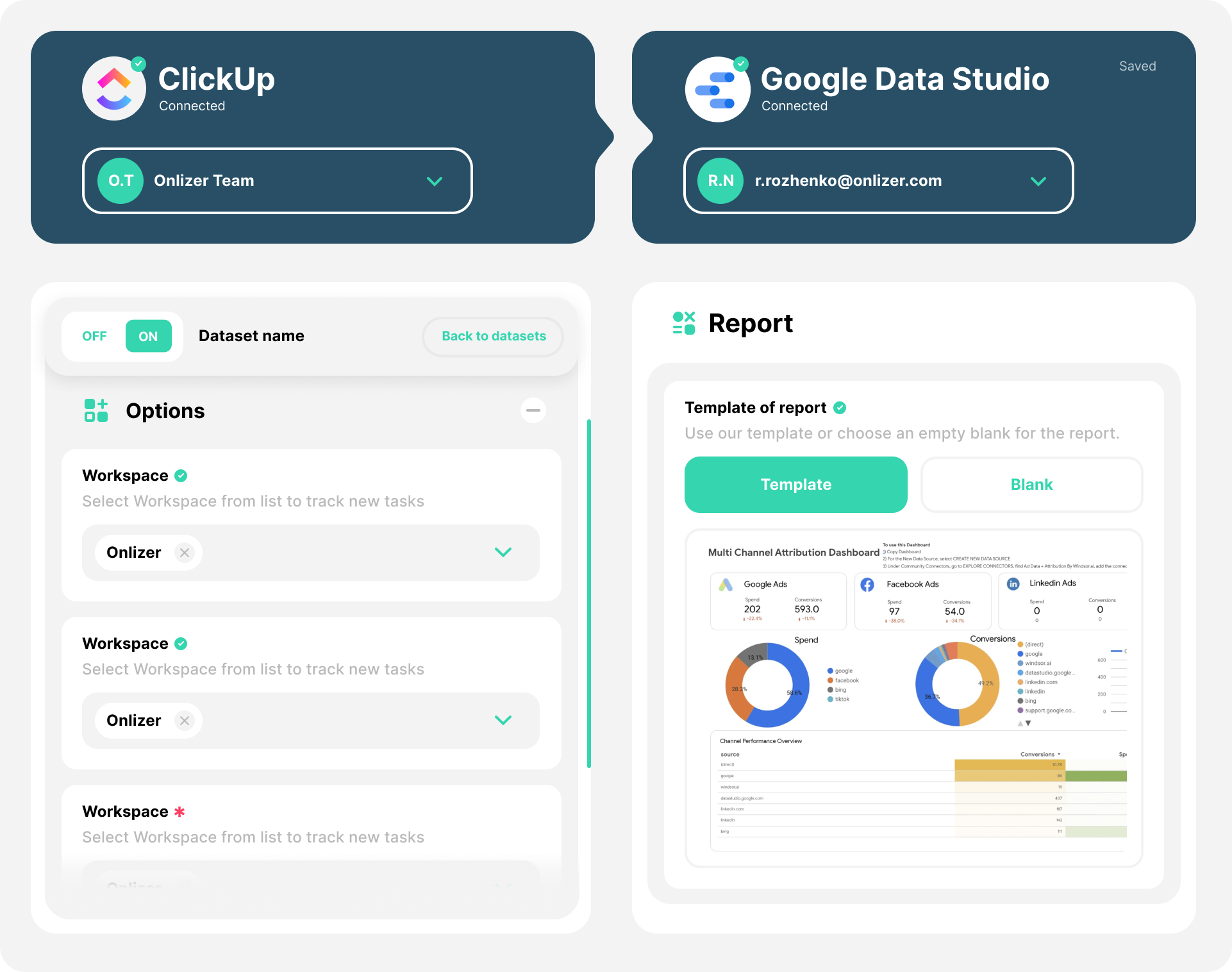 Onlizer BI integration setup